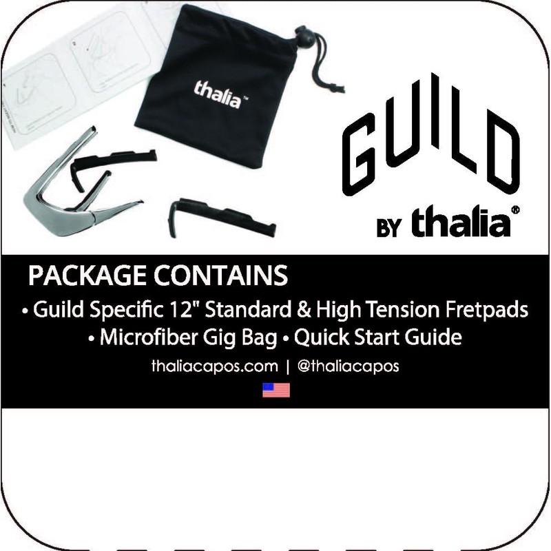 Guild Black Chrome Finish Capo - Koa w/G Shield