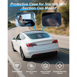 QCHMM Starlink Mini Mount, 2-in-1, Protective Cove Case + Suction Cup, Car Mount Starlink Mini Accessories for Car Roof, Window Mount for Stable Satellite Signal in RVs, Boats, Truck, and Road Trips