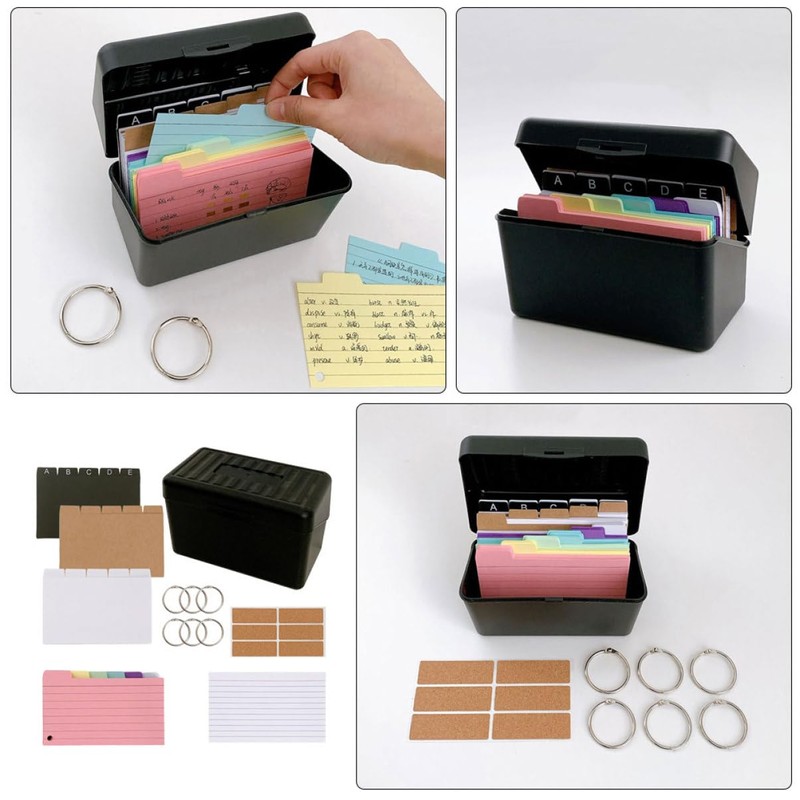 jojofuny Index Card Set Storage Box for Note Organization Flashcards