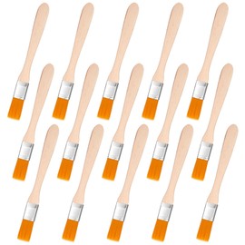 Amabro 15Pcs Paint Brush, Flat Brushes with Wooden Handle Small Nylon Paint Brush Acrylic Paint Brushes for DIY Art Decorating Watercolor Oil Gouache Wooden Paint Draw Clean Dust Glue Tools