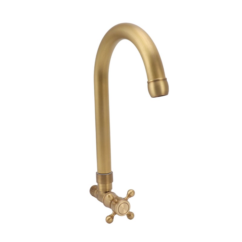 Antique Brass Basin Faucet with Cross Knob Single Handle Faucet