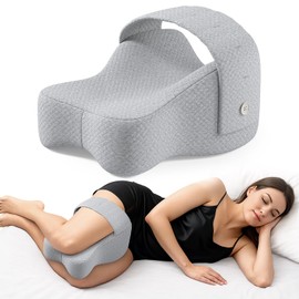 Knee Pillow for Side Sleepers, Large Comfortable Memory Foam Leg Pillow for Side Sleeping, Adjustable Strap, Pillow Sleeping Between Legs Aligns Spine, Relief for Sciatica, Back, HIPS, Knees, Joints