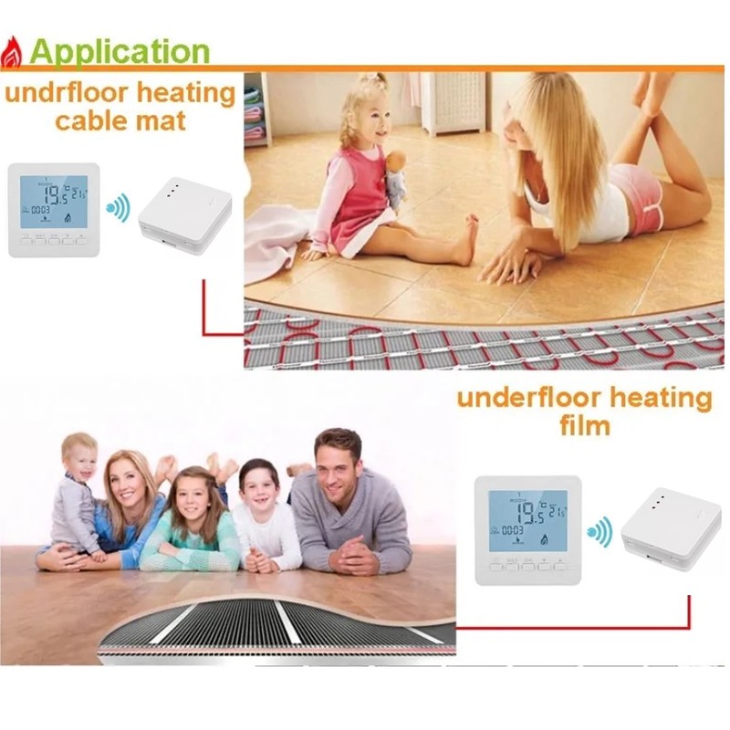 Programmable Thermostat RF Wireless Smart Flame Retardant Electric Heating Temperature
