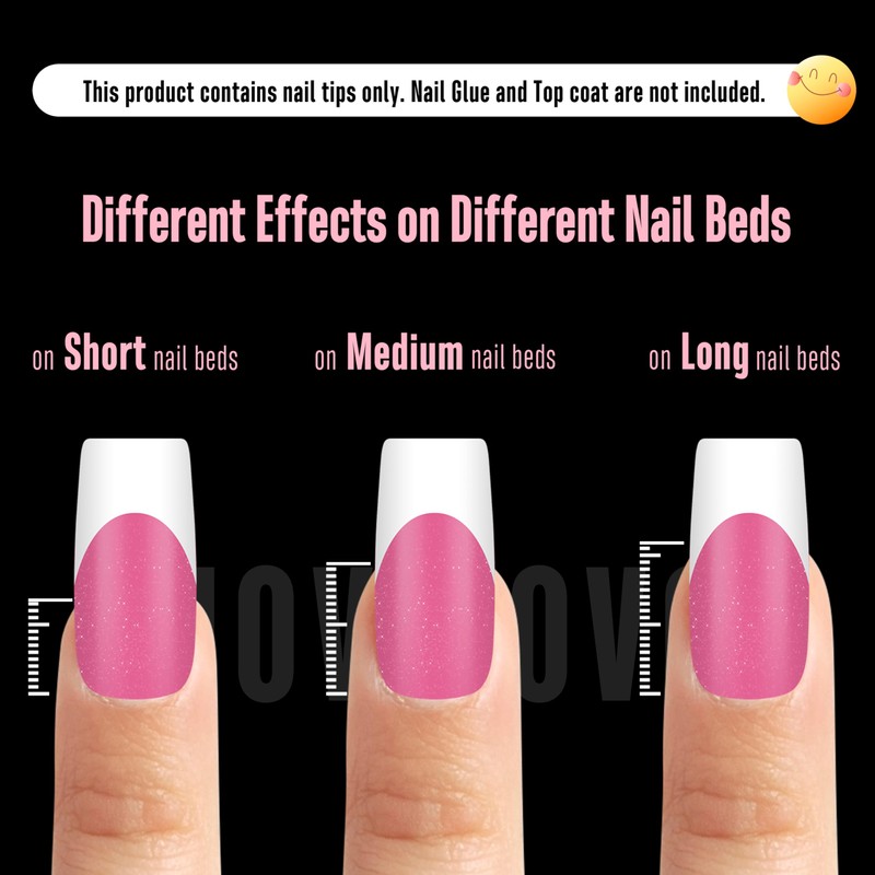 NOVO OVO White French Tip Square Nail Tips Press on