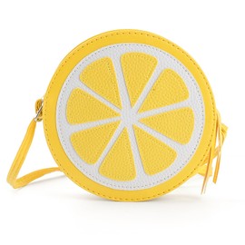 AUEAR, Lemon Lime Fruit Shaped Round Cute Fashion Personality Cross Body Bag Purse for Women Female, Yellow