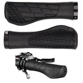 Zhejia Bicycle Grip, Handle Grip, Bicycle Accessories, Cycle Grip, Cross Bike, Left and Right Set, Aluminum Locking Ring, Anti-Slip, Durable, Rubber, Inner Diameter 0.9 inches (22.2 mm), Shock