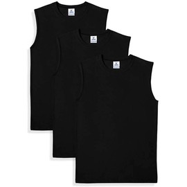 Yazbek Men's Heavy Weight (5.9-Ounce) Crew Neck Sleeveless Muscle T-Shirt (3-Pack) (Black, X-Large)