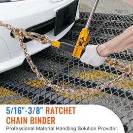 VEVOR Ratchet Binder with 5/16-3/8 inch, 7100 lbs Load Limit G80, Detachable Anti-Skid Handle, Tie Down Hauling Binders for Flatbed Truck Trailer, 2 Set Black & Yellow