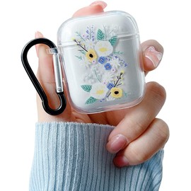 ZTUOK Compatible with AirPods 1&2 Case for Women Girls,Elegance Lovely Floral Flower Blooms Soft Clear TPU Case with Keychain Anti-dust Shockproof Protective Cover for AirPods 1&2 (G)