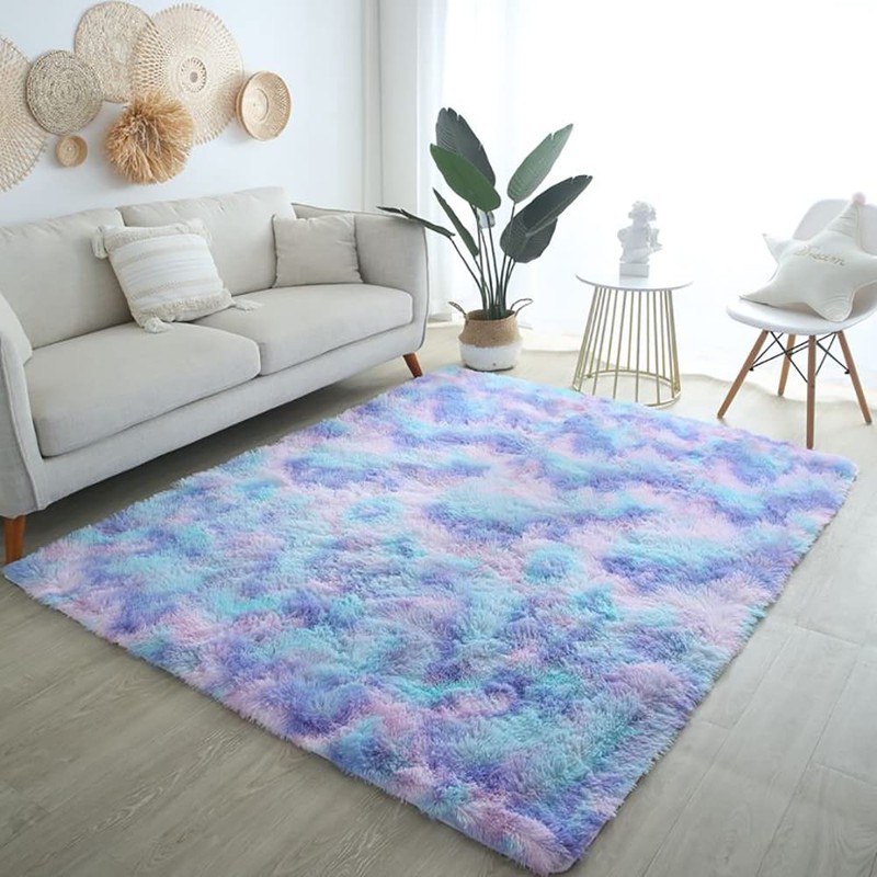 Aexpath Soft Tie-dye Rugs for Bedroom Living Room, Colorful Fluffy
