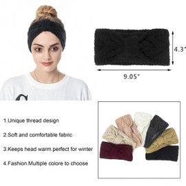 Muryobao - Diadema para mujer, cálida, con forro polar, gruesa, calentador de orejas, elástico de ganchillo, 2 unidades, (Negro y Rojo Vino), Talla única