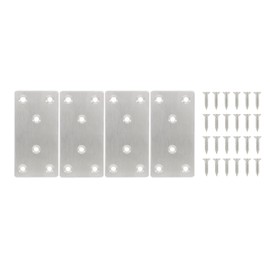 4 PCS Mending Plates Heavy Duty,ULIFESTAR Flat Bracket Stainless Steel Straight Brace Repair Fixing Plates Connector Joining Bracket for Wood Furniture Shelves Cabinets with Mounting Screws
