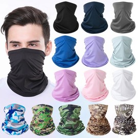 Summer UV Protection Neck Gaiter Scarf - Outdoor High Elasticity Ice Silk Multifunctional for Hiking 24*45cm/Beige 10ea