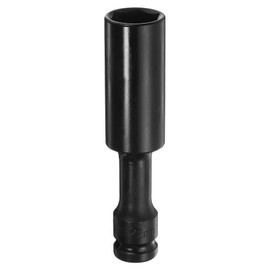 QUARKZMAN Deep Thin Wall Impact Socket 22 mm Metric 6 Point Socket 1/2 Inch Square Drive 5 Inch Extra Long Phosphated CR-V Steel Industrial Grade Spindle Axle Nut Socket, Black