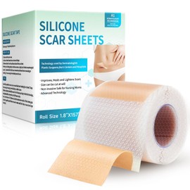 Silicone Scar Sheets, Silicone Scar Tape(1.8”x 157” Roll-4M), Silicone Scar Strips, Professional Scar Removal Sheets for Surgical Scars, Keloid, C-Section, Burn et