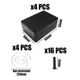 MAXQUU 4 Pieces Black Junction Boxes, Waterproof, Small and Sturdy, Suitable for Outdoor Use and Wet Rooms, Plastic Junction Boxes(83 X 58 X 33 Mm)