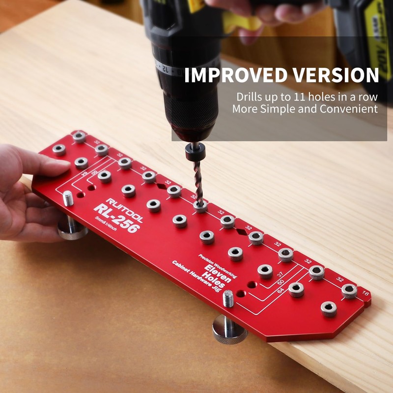 RUITOOL Shelf Pin Jig 11 Holes, Self-contained Clamping Function All