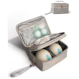 Bolsa de almacenamiento compatible con Willow, Elvie, estuche de transporte para sacaleches portátil (gris)