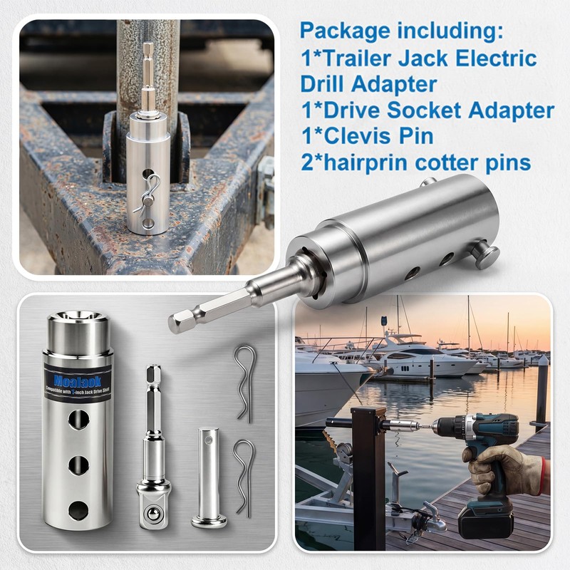 Moalaok Trailer Jack Drill Adapter Compatible with 1 Inch Jack