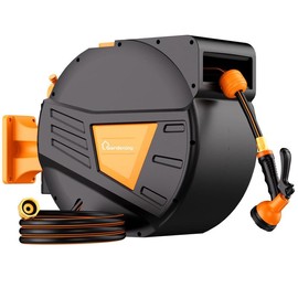 GardenJoy Retractable Garden Hose Reel-1/2in-100ft-Orange - Length: 1/2in-65ft