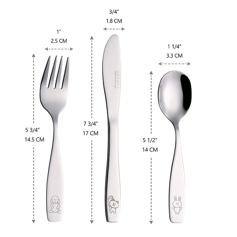 EXZACT Childrens Cutlery 9pcs Set Stainless Steel Kid Cutlery/Todler Silverware