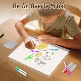 LED Note Board Drawing Board for Kids, Light Up Dry Erase Board with Touch Control,Doodle Glow Drawing Pad with Colorful Markers,Christmas Birthday Gift for Kids Girls Boys Women /(11.8"x9.4") (White)