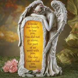 Solar Light Crying Angel Memorial Garden Stone Statue Grave Cemetery Beloved