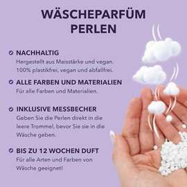 Cosmeau Wäscheparfüm Perlen Lavendel - Nachhaltige Duftperlen für Waschmaschine - Bis zu 50 Waschladungen und 24 Wochen Frische - Plästik Frei, Vegan & Zero Waste