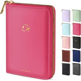 Forvencer Funda Para Pasaporte Con Cierre De Cremallera Seguro, Cartera Premium Para Pasaporte De Viaje, Bonita Funda Para Tarjetas Con Bloqueo Rfid, Accesorios De Viaje Impermeables Para Mujer.