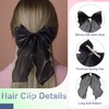 STSTR 2Pcs Large Hair Bow Clips, Black Silk Yarn Ribbon