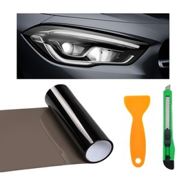 KVAEY Car Light Tint Film, 12×48 Inch Tint Vinyl Wrap Film Roll with Squeegee and Cutter, Self-Adhesive Film Sticker for Car Headlights Tail Lights Fog Lights, Car Accessories (Light Black)