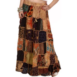 Exotic India Long Dori Gujarati Skirt with Patch Work