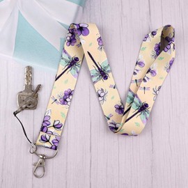 Dragonfly Lanyard with ID Holder, Silky-Soft Fabric Lanyards for ID Badges and Retractable Badge Reel Clip with Carabiner Hook, Vertical Name Badge for Nurse Teacher