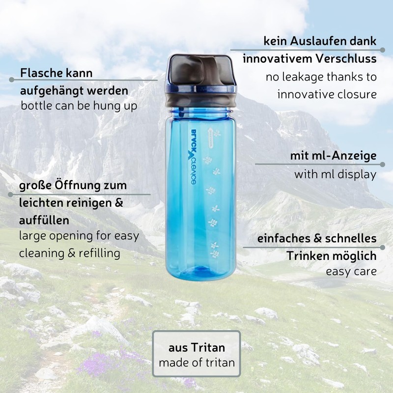 Black Crevice Tritan Bottle, Blue, 22.5 x 7 x 7