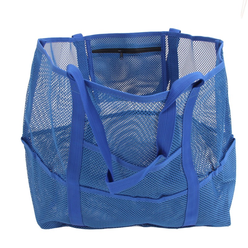 Mesh Beach Bag with 8 Pockets Waterproof Large Capacity Portable