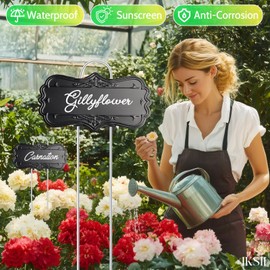 IKSII 30 Pack Metal Plant Tags,Waterproof Plant Labels Garden Tags for Plants Outdoor with 2 Pens,Larger Area 3.7"X 2" Aluminum Gardening Plant Label Stakes for Flowers Vegetables Herb Seed Greenhouse