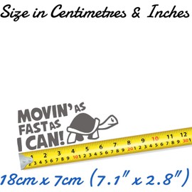 Novelty Movin As Fast As I Can Funny Car Stickers - Waterproof Decals - Long Lasting - Vans, Campervan, New Driver, Bumper (Silver Glossy)