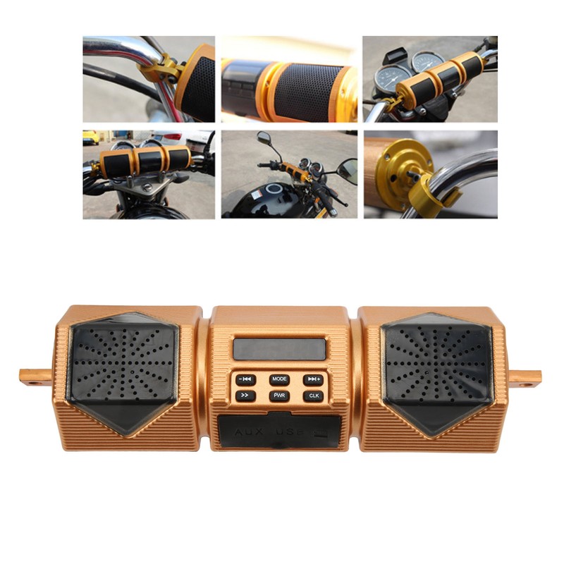 Motorcycle Stereo Speaker Handlebar Mount MP3 Music Player IP54 Waterproof