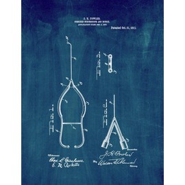 Combined Stethoscope and Bougie Patent Print Midnight Blue (5" x 7") M15010