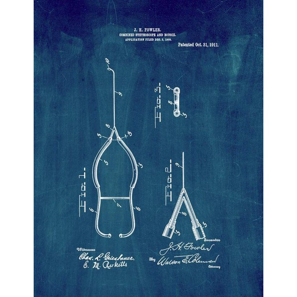 Combined Stethoscope and Bougie Patent Print Midnight Blue (5" x
