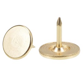 TA-VIGOR 100Pcs Heavy Duty Flat Head Push Pins, Decorative Thumb Tacks for Wall, Furniture Cork Board & Bulletin Board – 11mm x 10mm Upholstery Tacks for Home Office & DIY Use, Gold