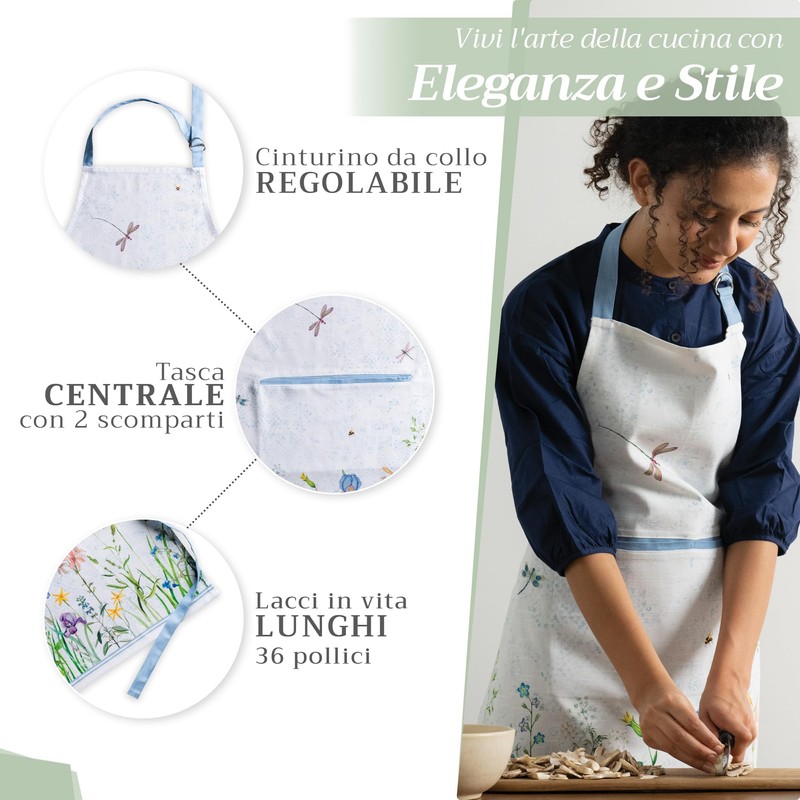Maison d' Hermine Apron 100% Cotton 1 Piece Adjustable Neck