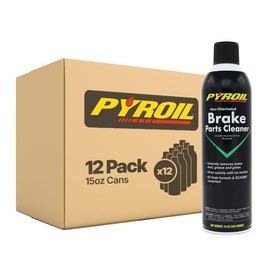 Pyroil Non-Chlorinated Brake Parts Cleaner, No VOC (50 State Formula), Instantly Removes Brake Dust, Grease & Grime, Quick Drying, 15 Oz (Pack of 12)