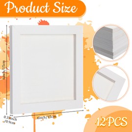 Gerrii 12 Pcs Wooden Panel Boards 6 x 6 x 0.4 Inch Unfinished Wood Canvas Boards Wood Plaque for Crafts, Blank Wooden Panel for Painting DIY Projects, Pouring, Arts Use with Oils, Acrylics(White)