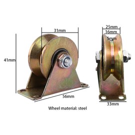 Cdemiy Pulley Wheel, 5 Pack Stainless Steel Pulley Block, V Groove Pully Heavy Duty Rigid Caster, Mute Bearings Sliding Roller Track Wheel for Roller Gates Iron Gate Rail Gate Industrial Machines