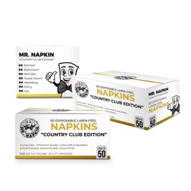 50-Pack Disposable Napkins | Linen-Feel Guest Towels | Cloth-Like Tissue Paper | Pure White (50, 12" X 17")