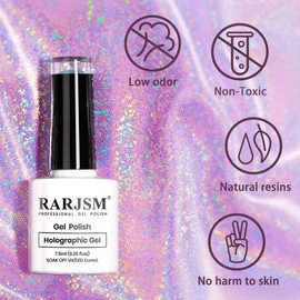RARJSM Holographic Nail Polish Gorgeous Glossy Holographic Soak off 1PCS 7.5ML Light Purple Nail Polish Led Lamp Required for Nail Art Design