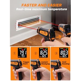 Mecurate Termometro digitale a infrarossi pistola a temperatura laser senza contatto -581112(-50600) Grado di emissivit regolabile e misura massima...
