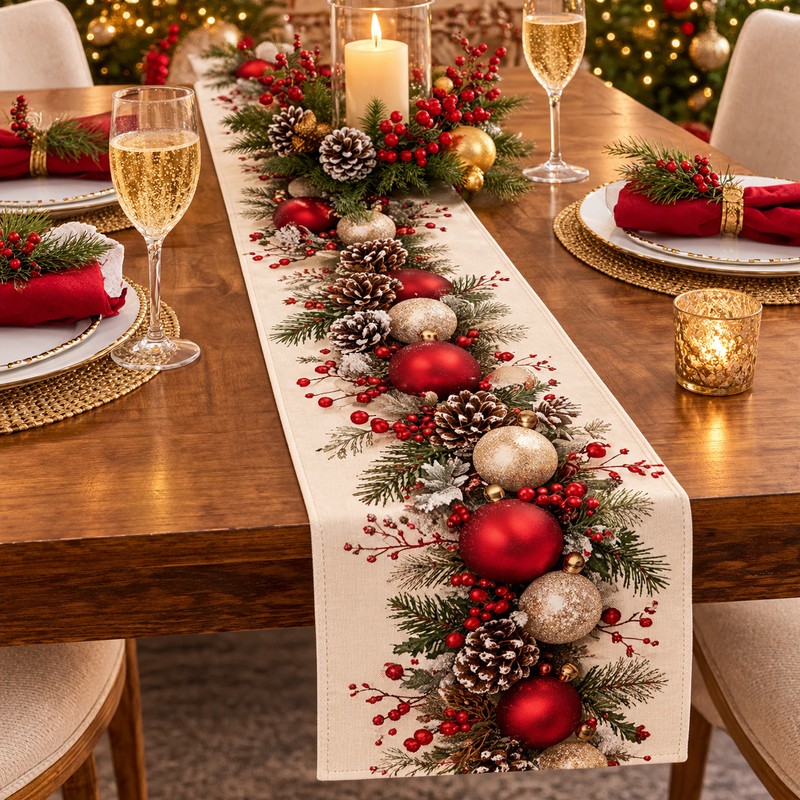 Christmas Table Runner for Holiday Home Decor – Festive Rectangular