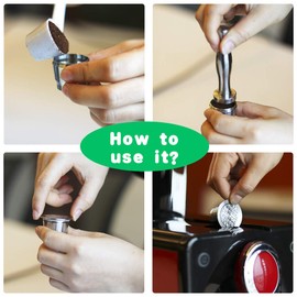 Compatible with Nespresso Stainless Steel Coffee Capsule Reusable Refillable Coffee Capsule Cup Filter with Brush Spoon Powder-Press Ring ZDHF